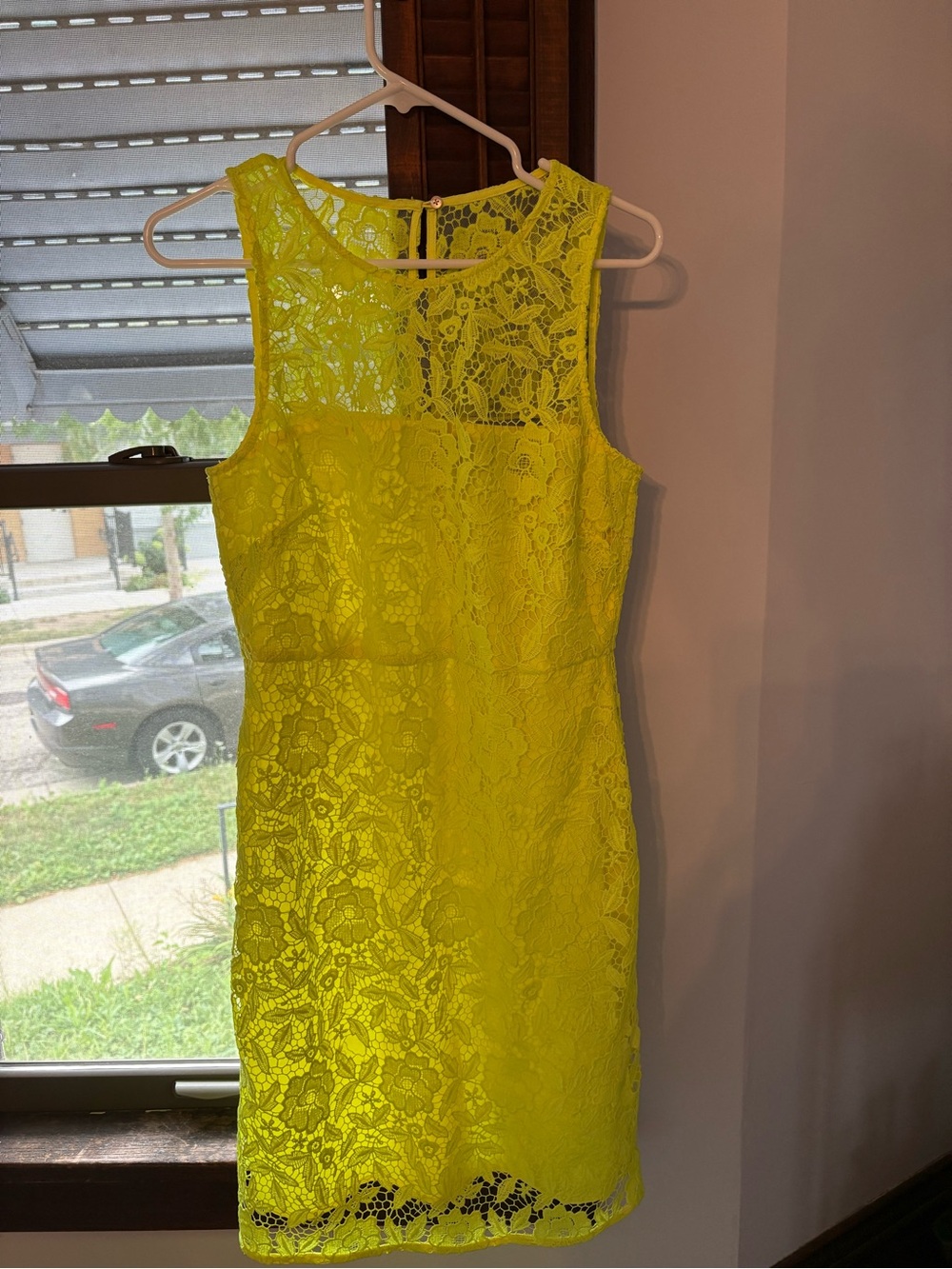 J. Crew Neon Yellow Lace Mini Dress